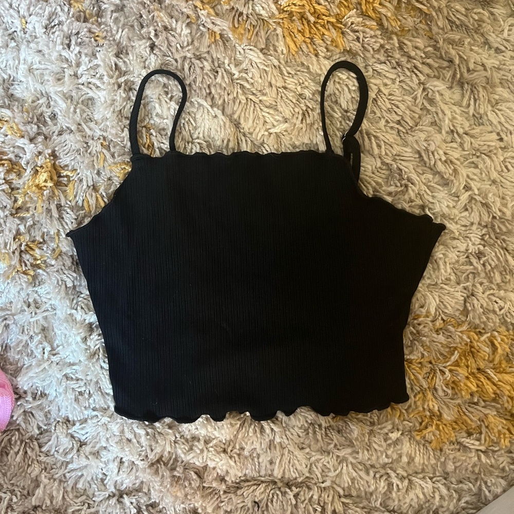 Black Ribbed Women's Crop Top